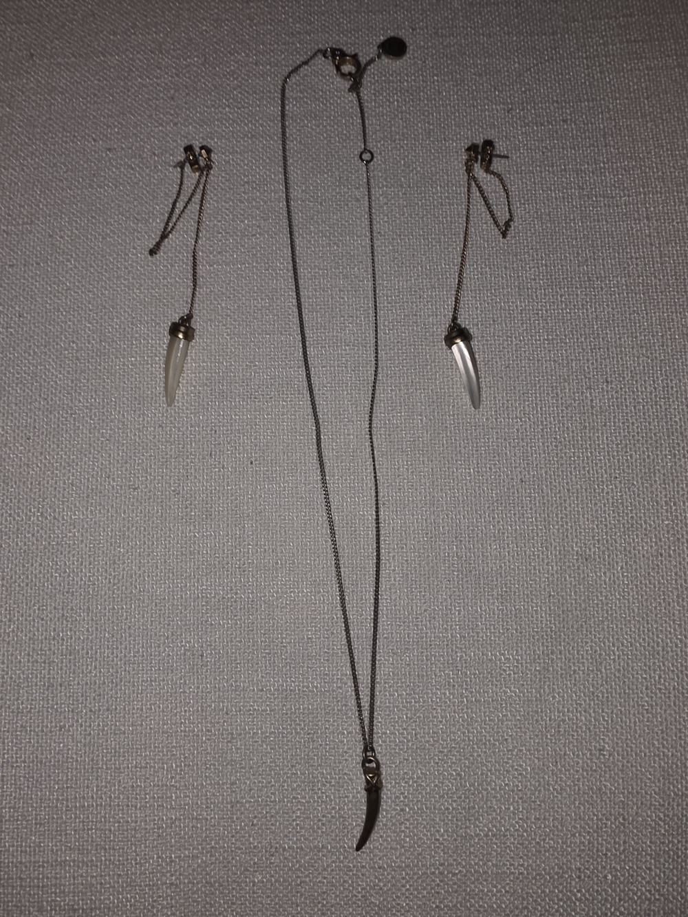 AllSaints Tooth/Claw Earrings and Necklace